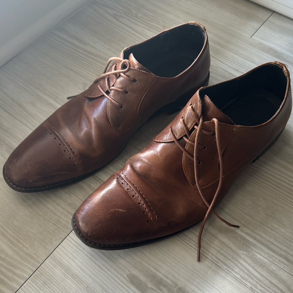 Brown leather dress shoes